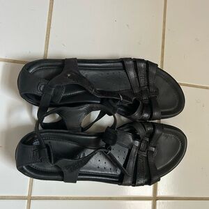 Ecco Black Leather Slingback Sandals